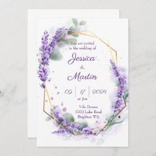 Invitación a la boda morada de Lavender