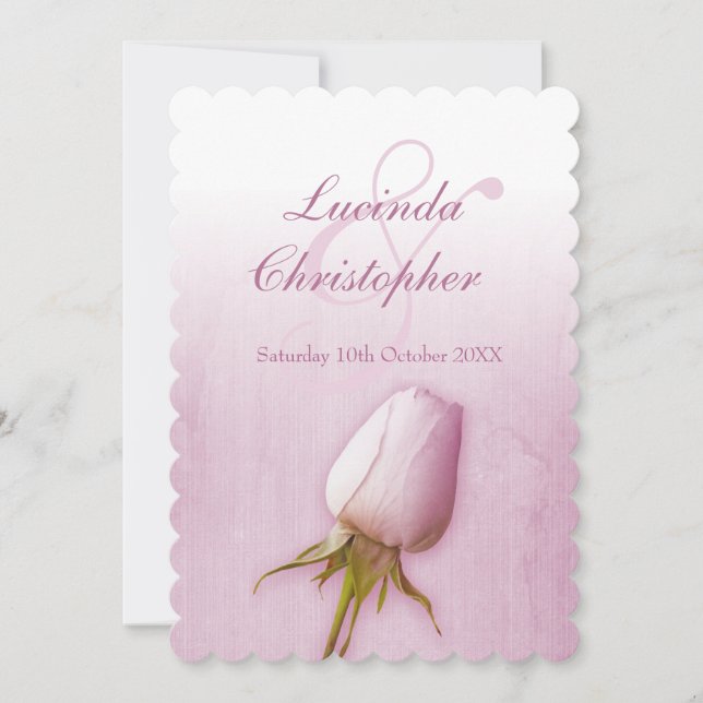 Invitación a la boda morada de un solo rosa bud li (Anverso)