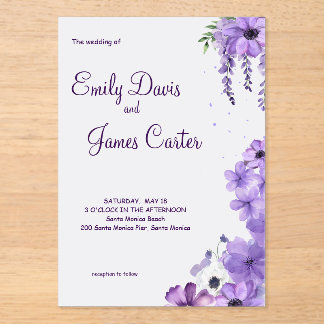 Invitación a la boda morada floral