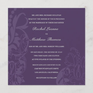 Invitación a la boda morada floral