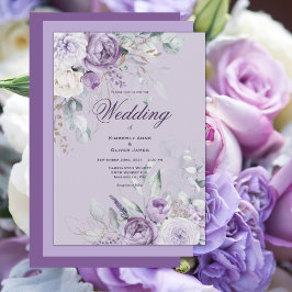 Invitación a la boda morada floral moderna