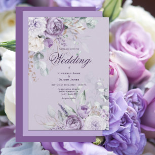Invitación a la boda morada floral moderna