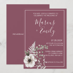 Invitación a la boda morada y blanca