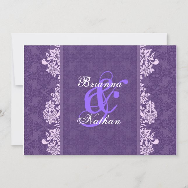 Invitación a la boda morada y blanca (Anverso)