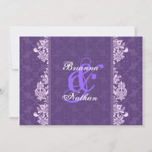 Invitación a la boda morada y blanca