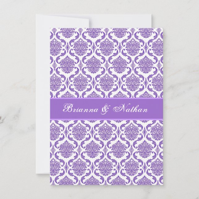 Invitación a la boda morada y blanca (Anverso)