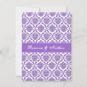 Invitación a la boda morada y blanca