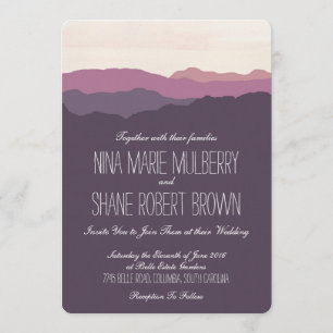 Invitación a la boda "Mountain Range" 5"x7" Púrpur