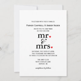 Invitación a la boda| mr. y mrs.corazón