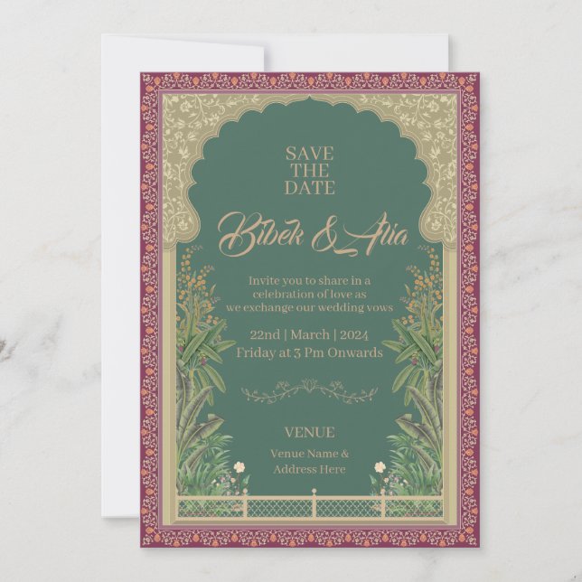 Invitación a la boda Mughal Design (Anverso)