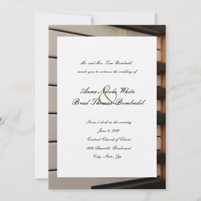 Invitación a la boda musical de Cayos de piano (Anverso)