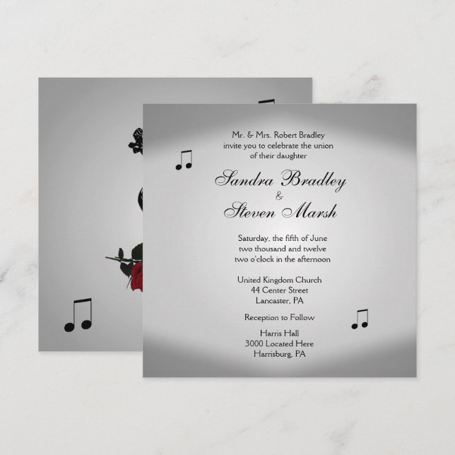 Invitación a la boda musical de violín (Anverso / Reverso)