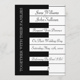 Invitación a la boda musical del teclado del piano