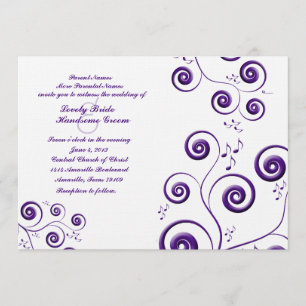 Invitación a la Boda Musical Eggplant Morple Swirl