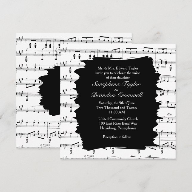 Invitación a la boda musical moderna (Anverso / Reverso)