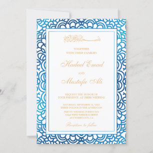 invitación a la boda musulmana azul