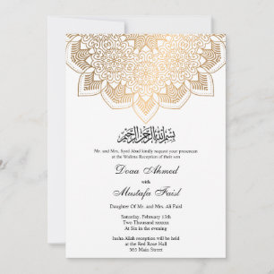 invitación a la boda musulmana de oro