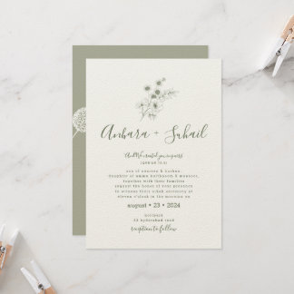 Invitación a la boda musulmana de Sage Green Flora