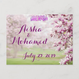 Invitación a la boda musulmana islámica en un jard