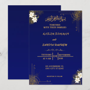 Invitación a la boda musulmana islámica Royal Blue