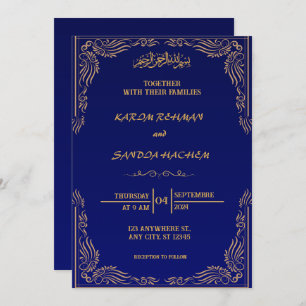 Invitación a la boda musulmana islámica Royal Blue
