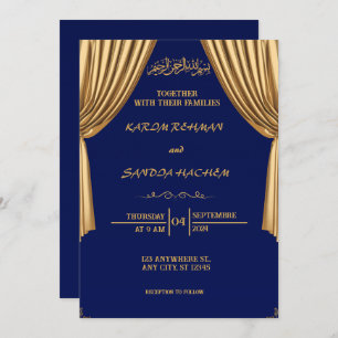 Invitación a la boda musulmana islámica Royal Blue