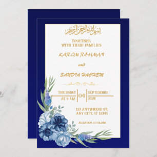 Invitación a la boda musulmana islámica Royal Blue