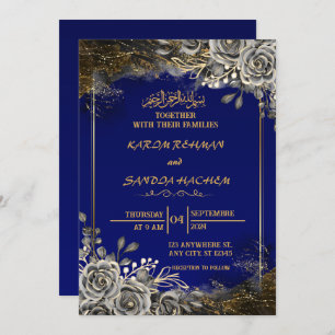 Invitación a la boda musulmana islámica Royal Blue