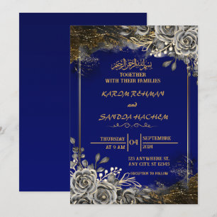 Invitación a la boda musulmana islámica Royal Blue