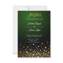 Invitación a la boda musulmana verde esmeralda