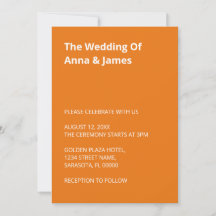Invitación a la boda Naranja brillante moderna