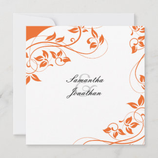 Invitación a la boda Naranja brillante y floral bl