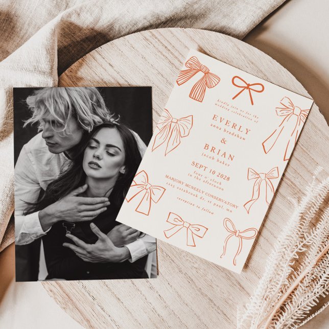 Invitación a la boda Naranja de Coquette Bows (Subido por el creador)