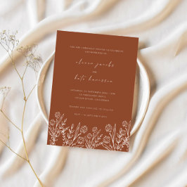 Invitación a la boda Naranja de flores silvestres 