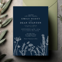 Invitación a la boda Naranja de Flores Silvestres