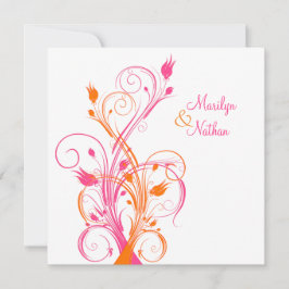 Invitación a la boda Naranja en la plaza floral bl