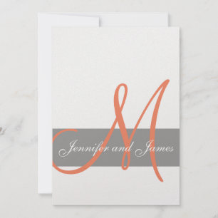 Invitación a la boda Naranja gris Nombres de mon
