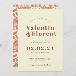 Invitación a la boda Naranja inspirada en la décad