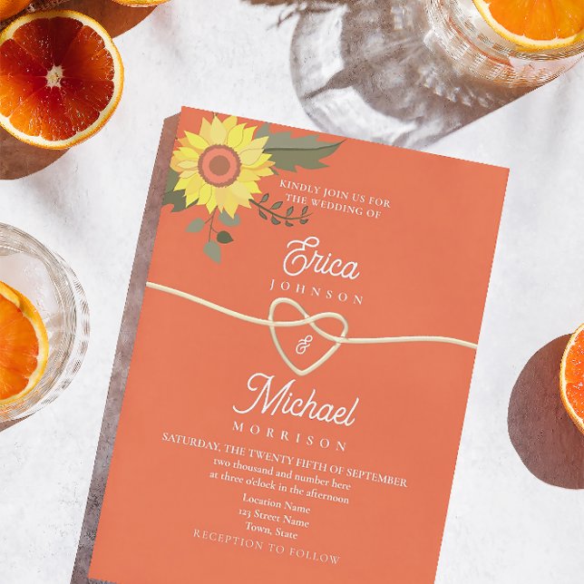 Invitación a la boda Naranja rosa floral (Subido por el creador)
