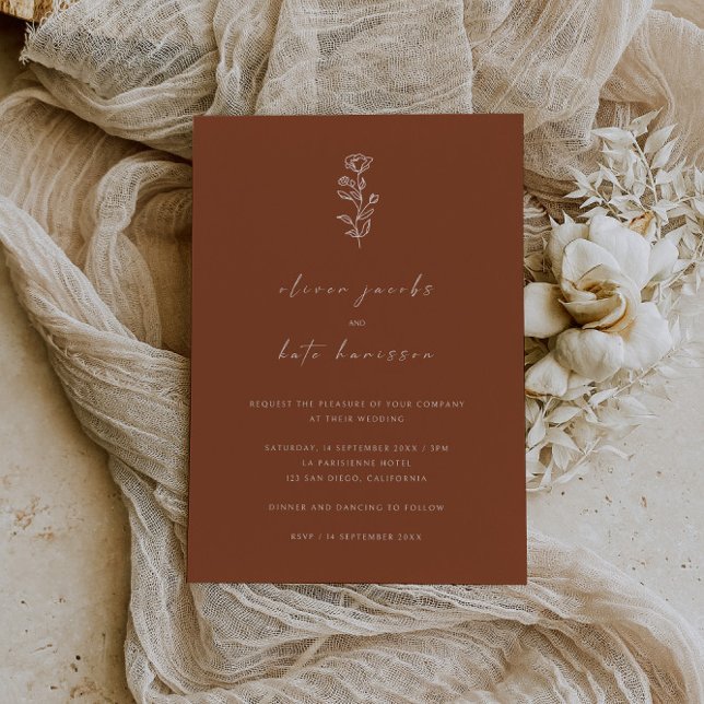 Invitación a la boda Naranja Terracotta quemada mo (Subido por el creador)