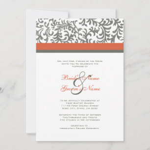 Invitación a la boda Naranja y gris