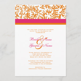 Invitación a la boda Naranja y rosa