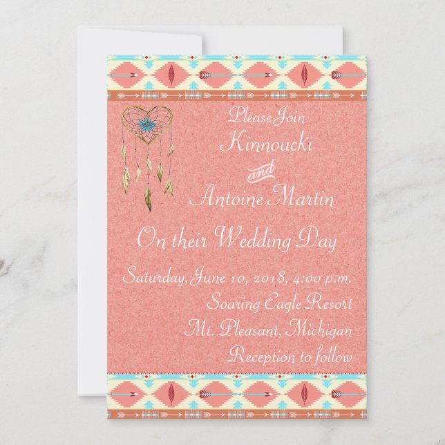 Invitación a la boda nativa estadounidense (Anverso)