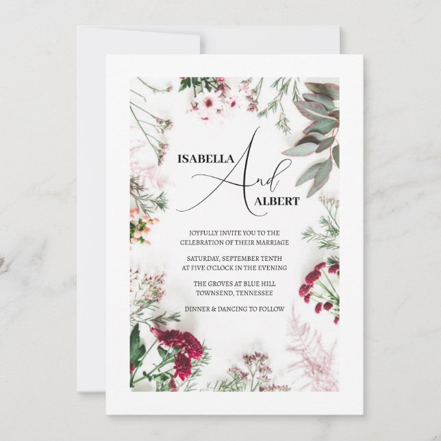 Invitación a la boda natural suave (Anverso)
