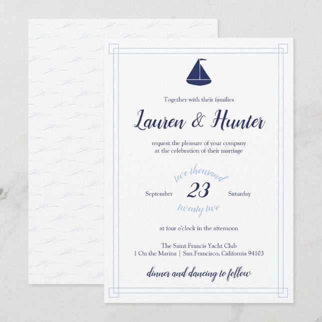 Invitación a la boda náutica (Anverso / Reverso)