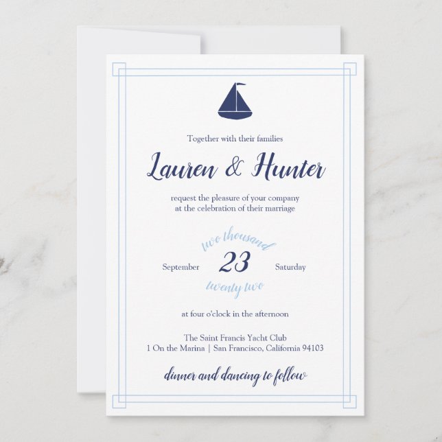 Invitación a la boda náutica (Anverso)