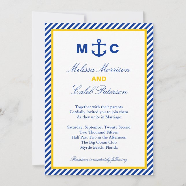 Invitación a la boda náutica (Anverso)