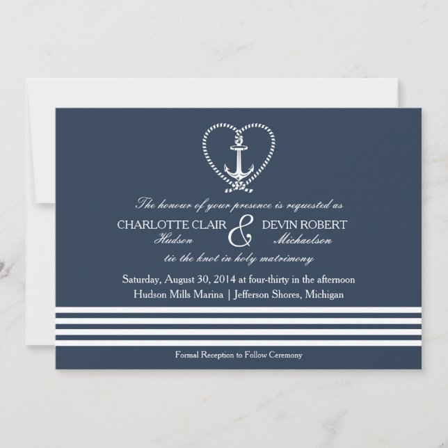 Invitación a la boda náutica, Achor Rope Knot (Anverso)