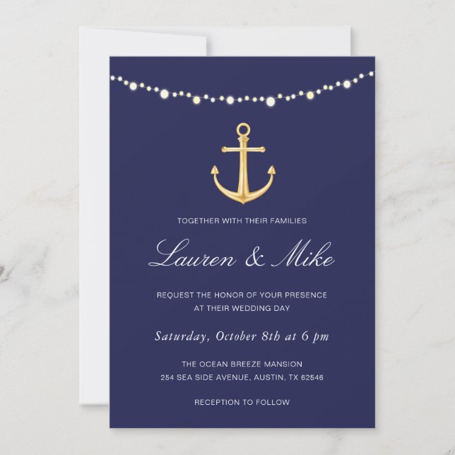 Invitación a la boda náutica, Anclador de oro de l (Anverso)