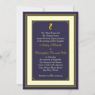 Invitación a la boda náutica con caballito de mar